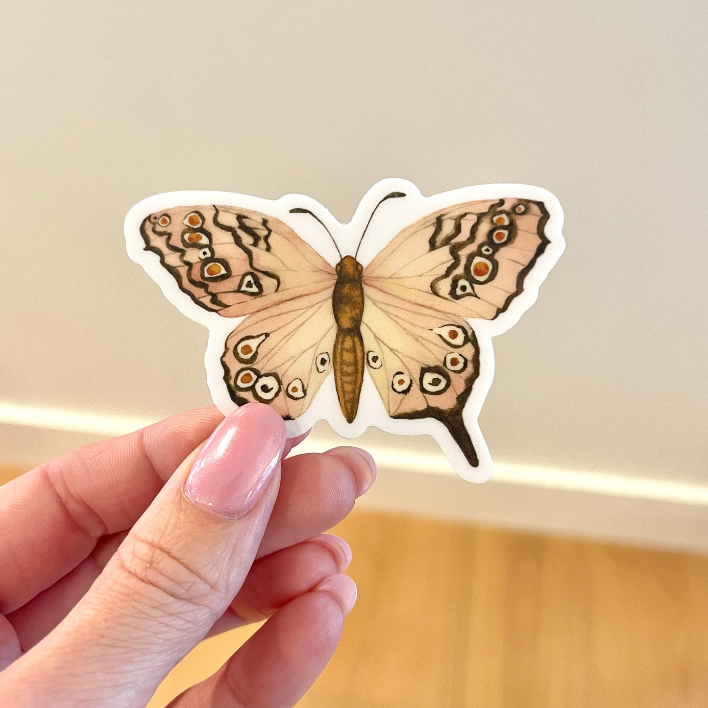 Pink Butterfly Vinyl Sticker