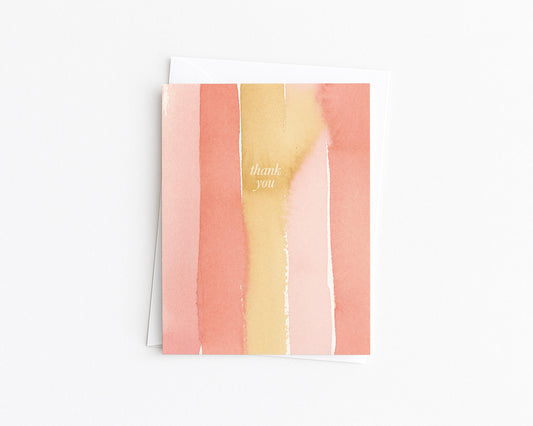 Watercolor Stripes Thank You Card
