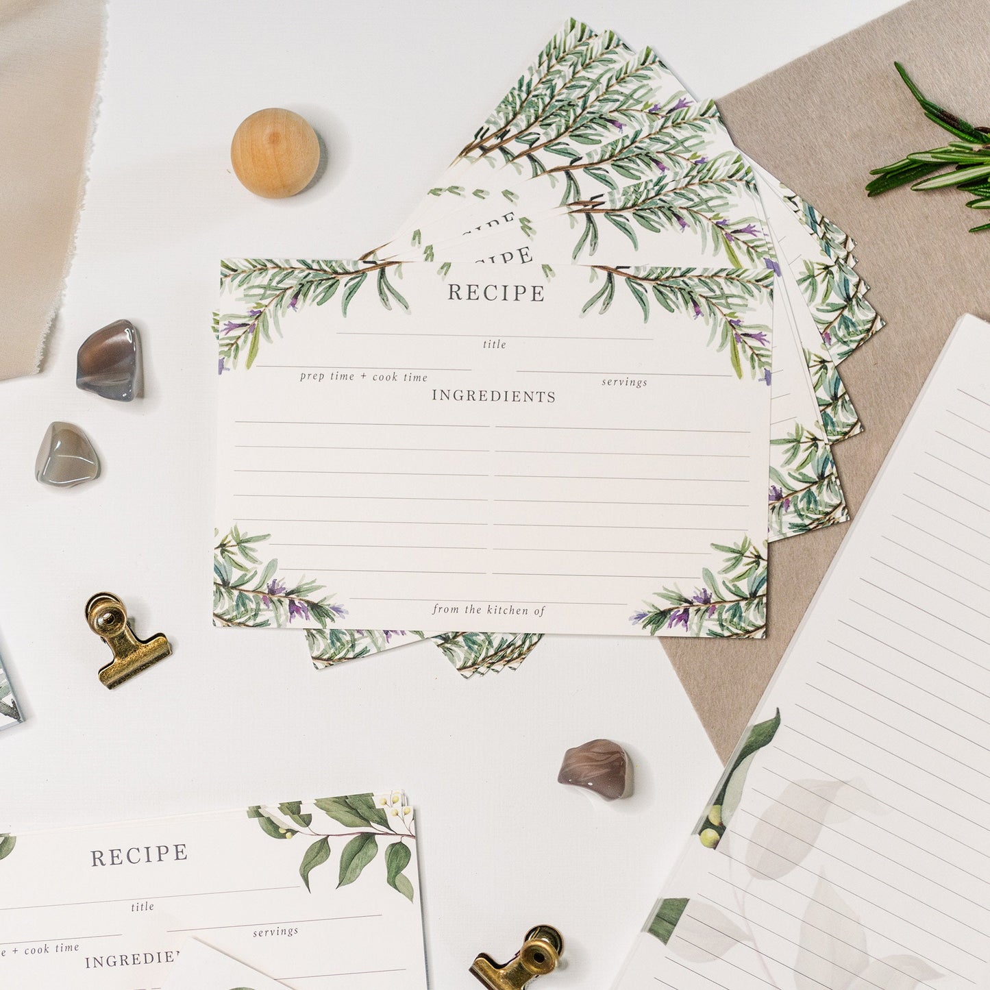 Rosemary Herb Watercolor Recipe Cards