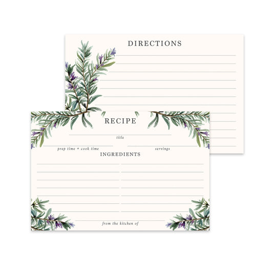Rosemary Herb Watercolor Recipe Cards