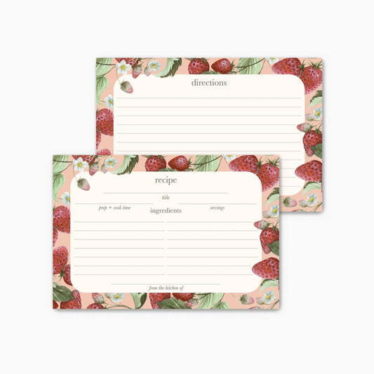Pink Summer Strawberry Recipe Cards