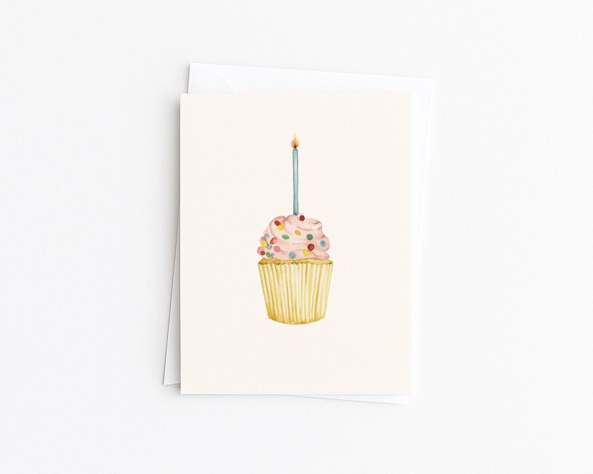 Watercolor Cupcake Birthday Card