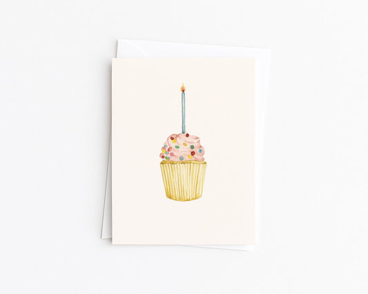 Watercolor Cupcake Birthday Card