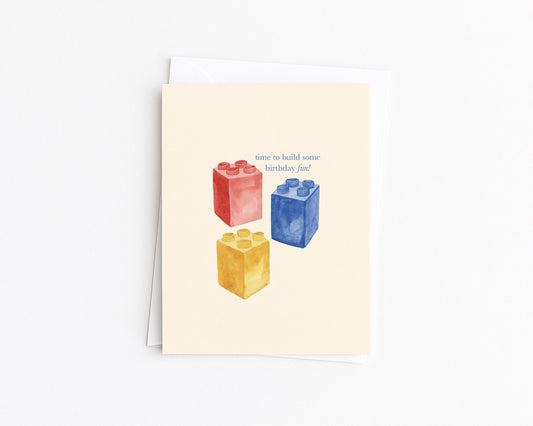 Watercolor Building Blocks Birthday Card