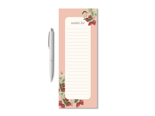 Summer Strawberry Market List Notepad