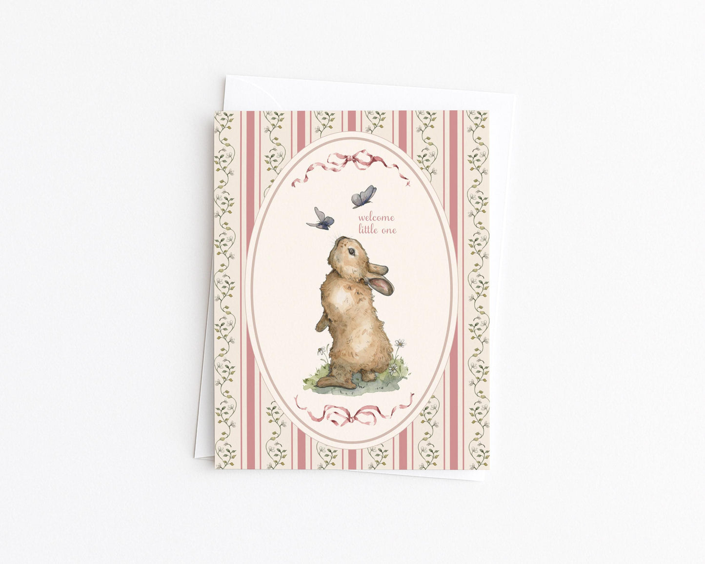 Welcome Little One Bunny & Butterflies New Baby Card