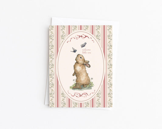 Welcome Little One Bunny & Butterflies New Baby Card