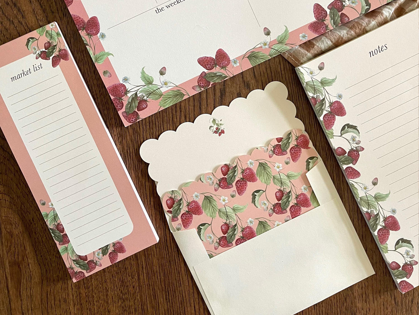 Summer Strawberry Stationery Cards and Envelope Set