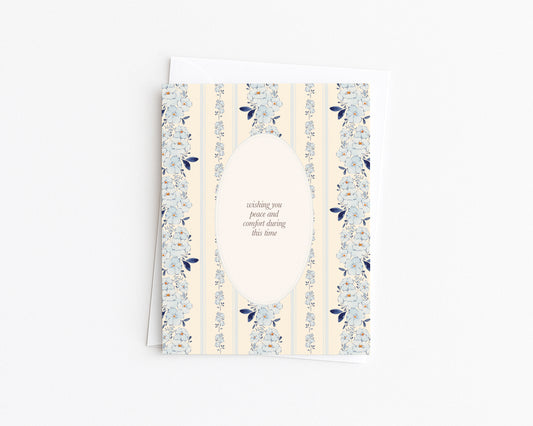 Blue Floral Wishing You Comfort Condolence Card