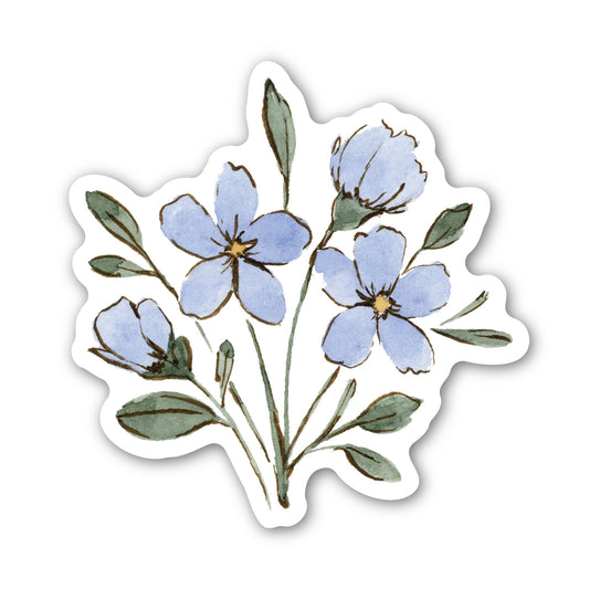 Blue Watercolor Flower Vinyl Waterproof Sticker