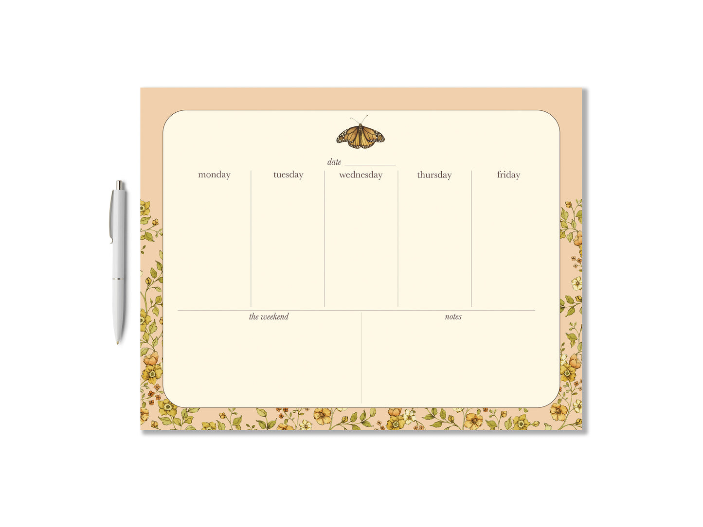 Butterfly Garden Weekly Planner Notepad