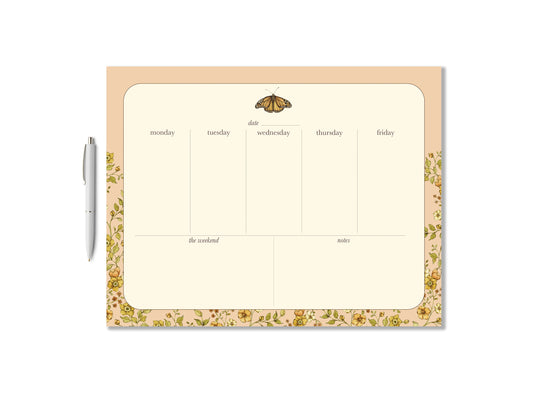 Butterfly Garden Weekly Planner Notepad