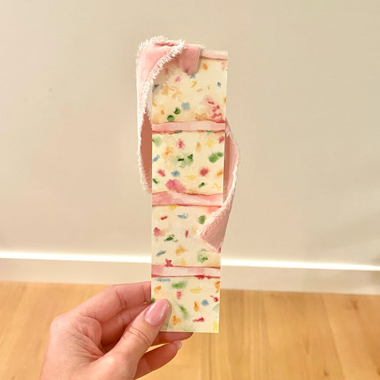Confetti Cake Double Sided Bookmark with Velvet Ribbon