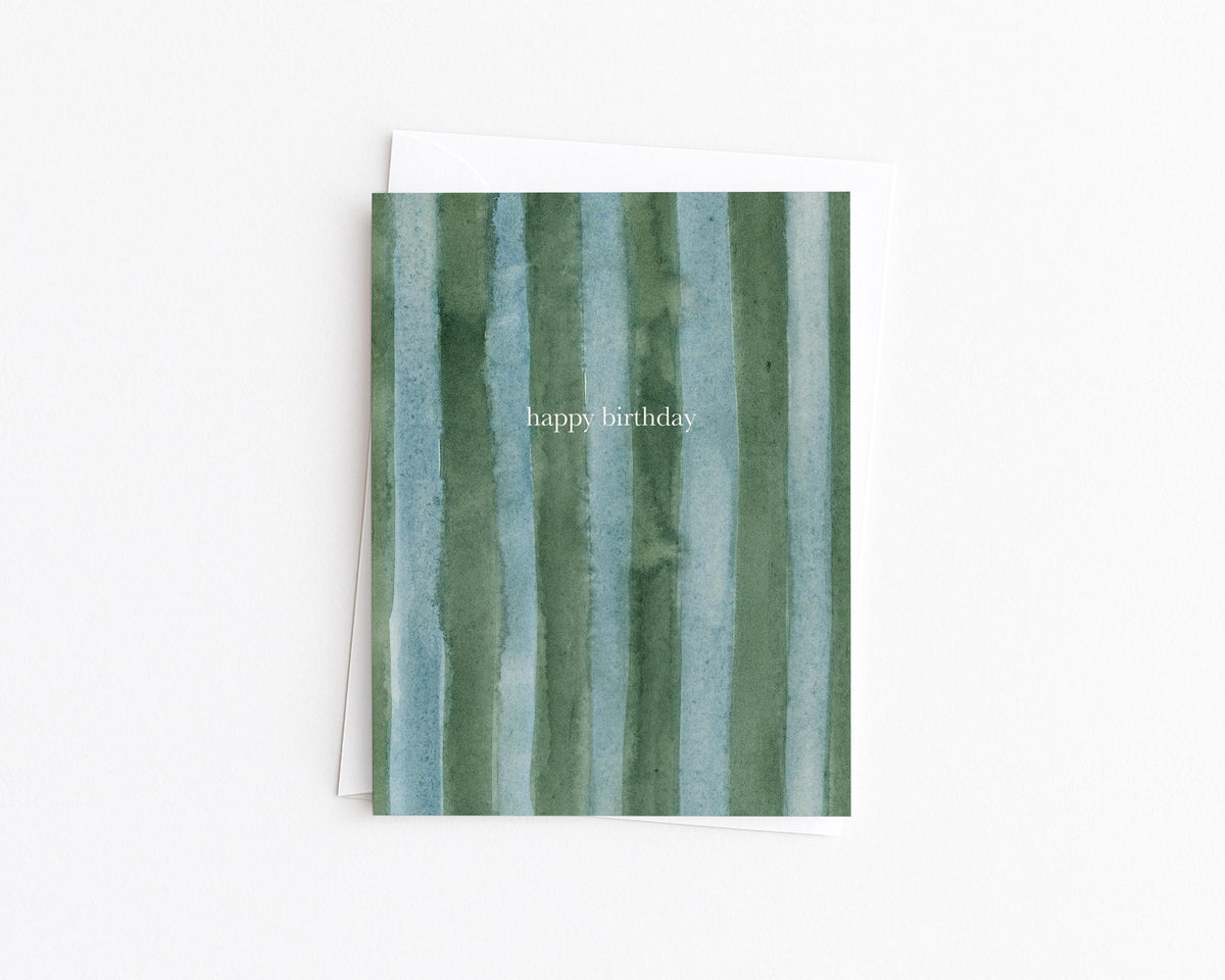 Watercolor Stripes Birthday Card