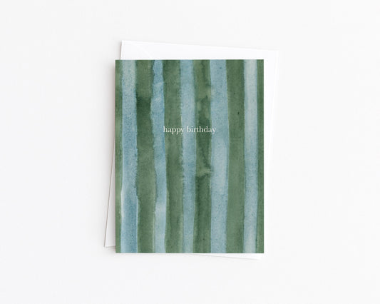 Watercolor Stripes Birthday Card