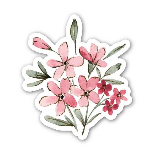 Pink Watercolor Flower Vinyl Waterproof Sticker