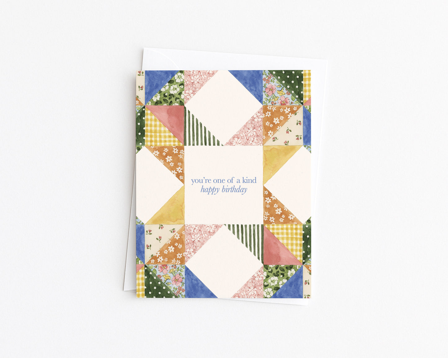 Watercolor Patchwork Quilt Birthday Card