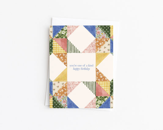 Watercolor Patchwork Quilt Birthday Card