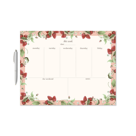 Summer Strawberry Weekly Planner Notepad
