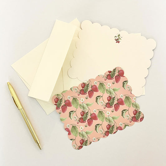 Summer Strawberry Stationery Cards and Envelope Set