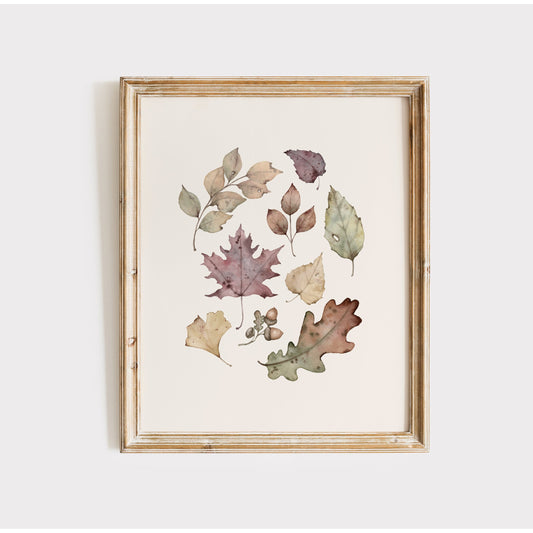 Watercolor Fall Leaves Art Print