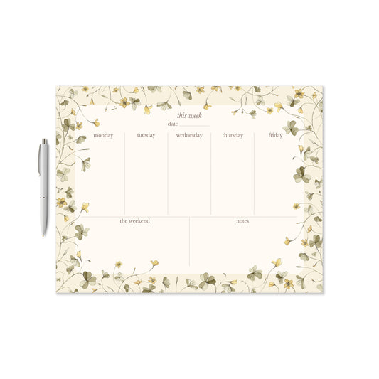 Yellow Woodsorrel Weekly Planner Notepad