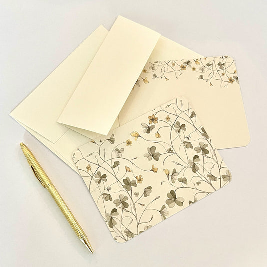 Yellow Wood Sorrel Stationery Cards and Envelope Set