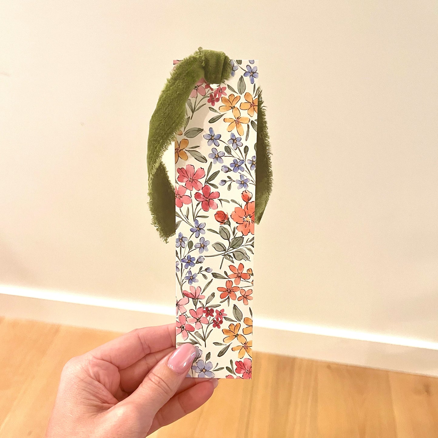 Spring Floral Double Sided Bookmark with Velvet Ribbon
